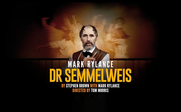 Mark Rylance in Dr Semmelweis play with blurred figures in background