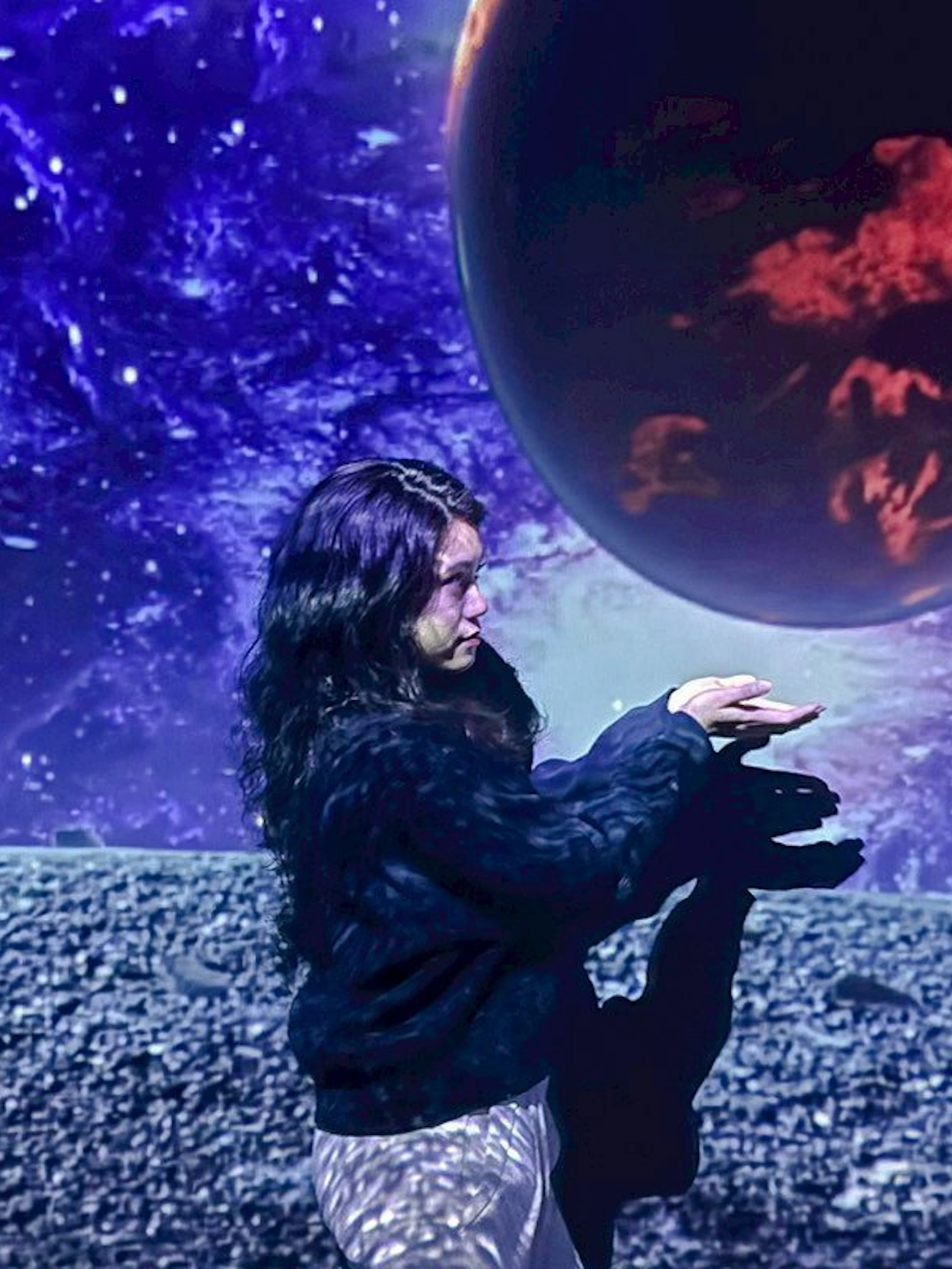 Interactive space-themed display at MIRACLEWORLD Osaka.