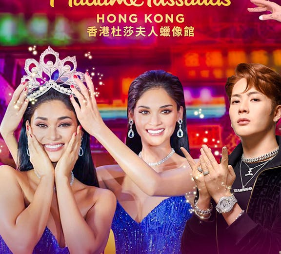 Madame Tussauds Hong Kong wax figures in vibrant setting.
