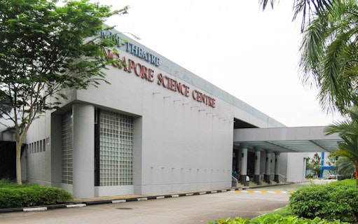 Singapore Science Centre entrance with surrounding greenery.