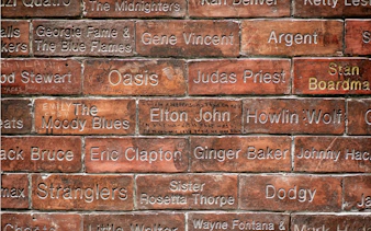 Cavern Club Wall of Fame bricks with musician names, Liverpool.