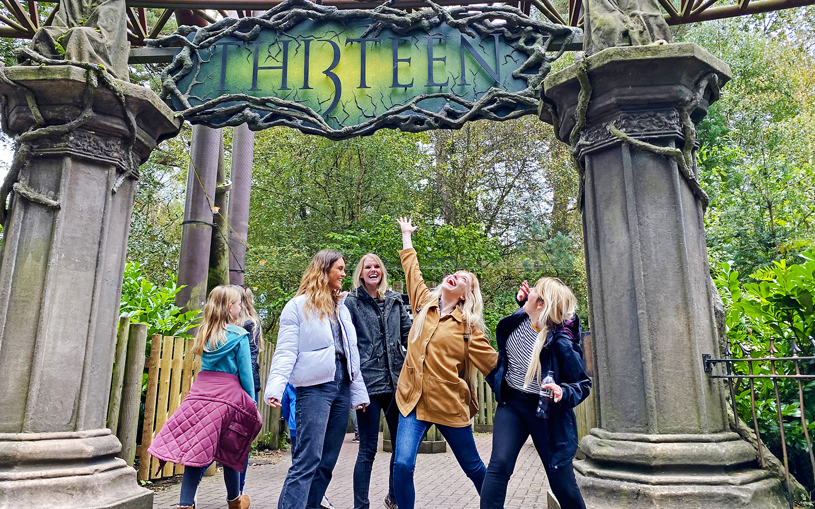 Guests enjoying the entrance to Thirteen ride at Alton Towers.