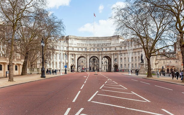 Admiralty Arch in London, part of the British Royalty walking tour on Queen Elizabeth II's life.
