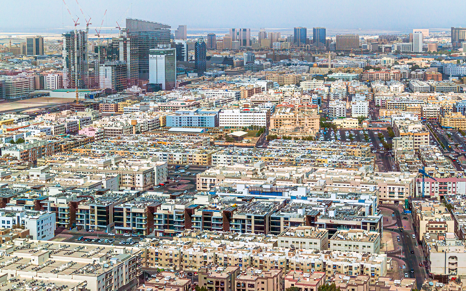 Aerial view of Al Karama neighborhood in Dubai, UAE