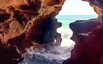 Hercules Cave opening with ocean view in Tangier, Morocco.