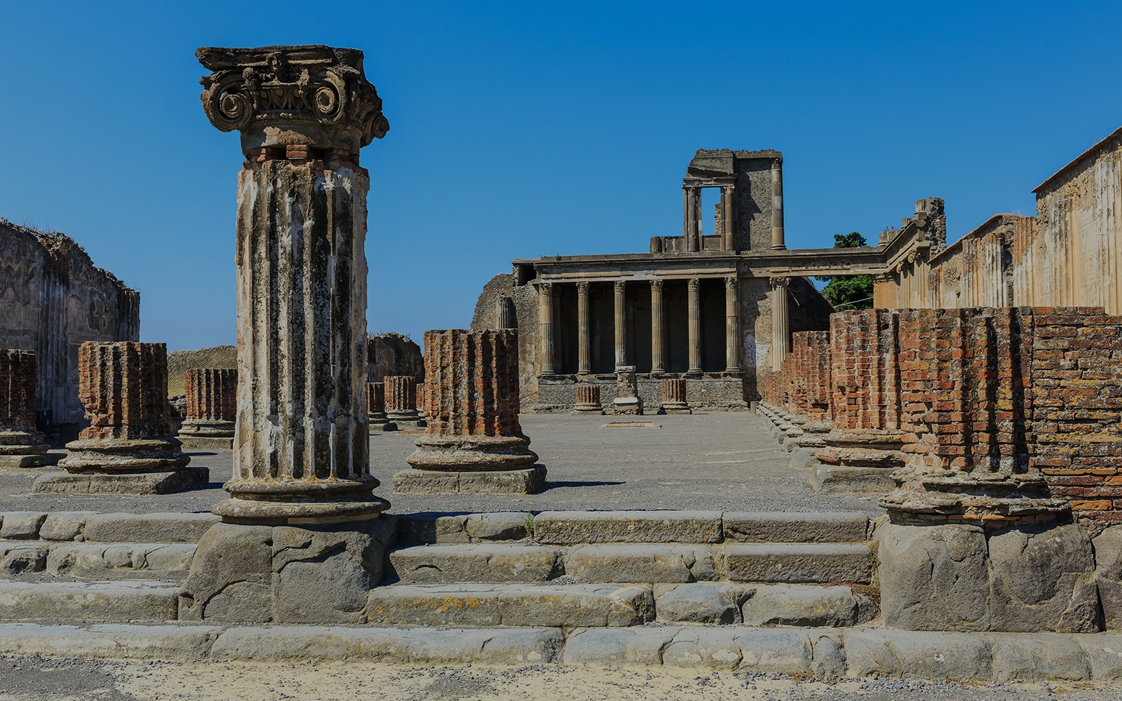 Interior view of the Basilica of Pompeii with ancient columns and arches, Naples, Italy.