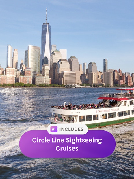 Circle Line cruise with New York City skyline in the background.