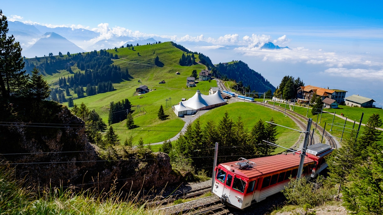 View Of Train On Mount Rigi