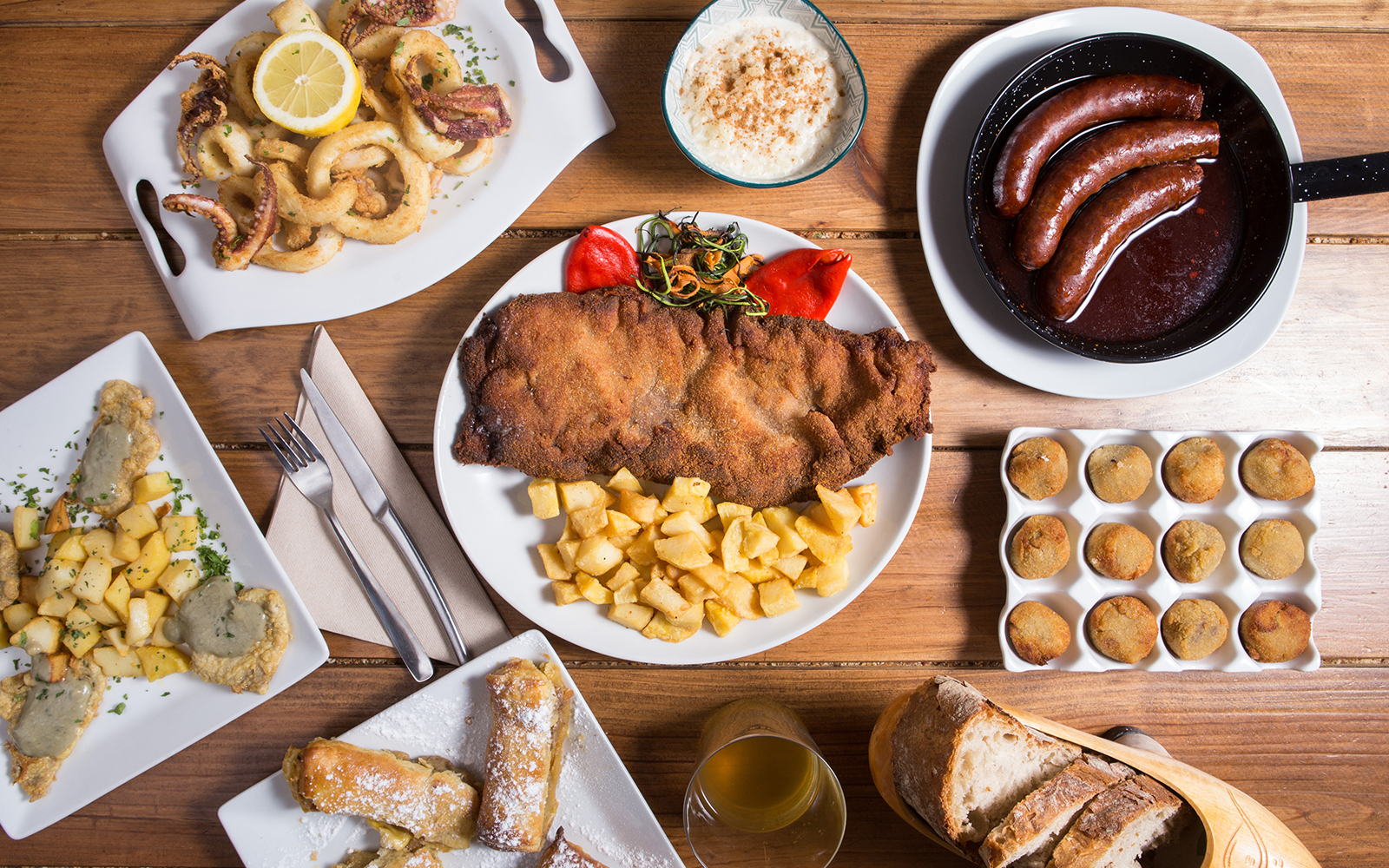 Set of delicious asturian dishes