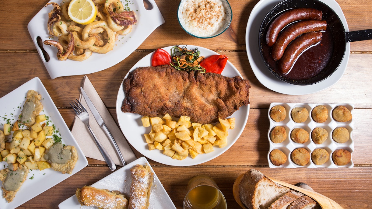 Set of delicious asturian dishes