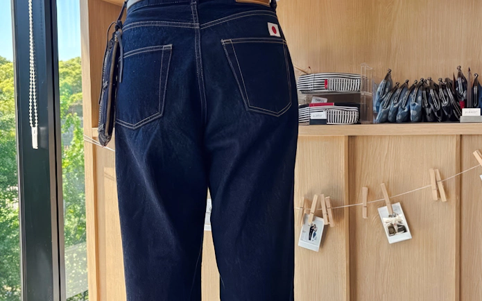 Jeans displayed in Harajuku shop during Tokyo Denim Jeans Making Experience.