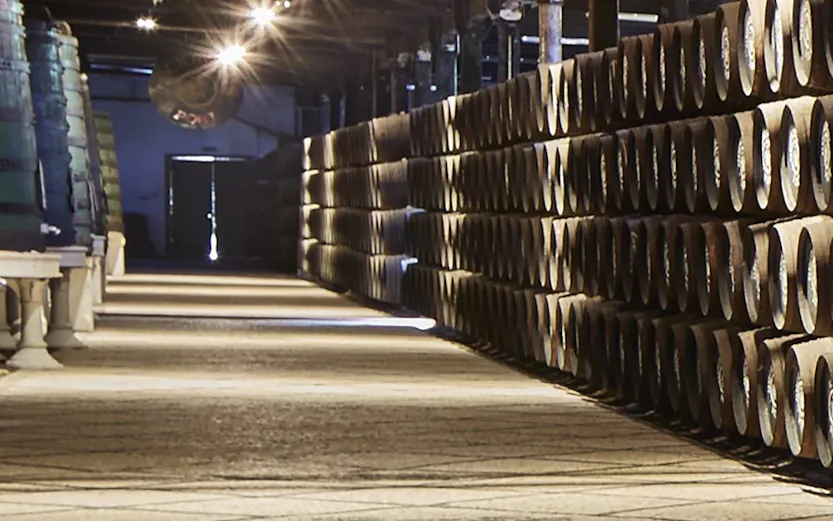 Barrels aging in Cockburn's Port Lodge cellar, Porto, Portugal.