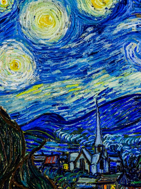 Van Gogh's Starry Night painting at London exhibition.