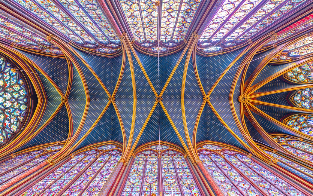 Sainte Chapelle stained glass ceiling, Paris.