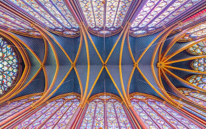 Sainte Chapelle stained glass ceiling, Paris.