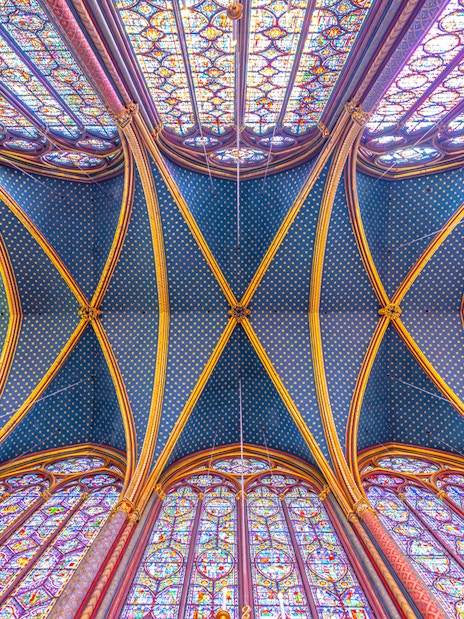 Sainte Chapelle stained glass ceiling, Paris.