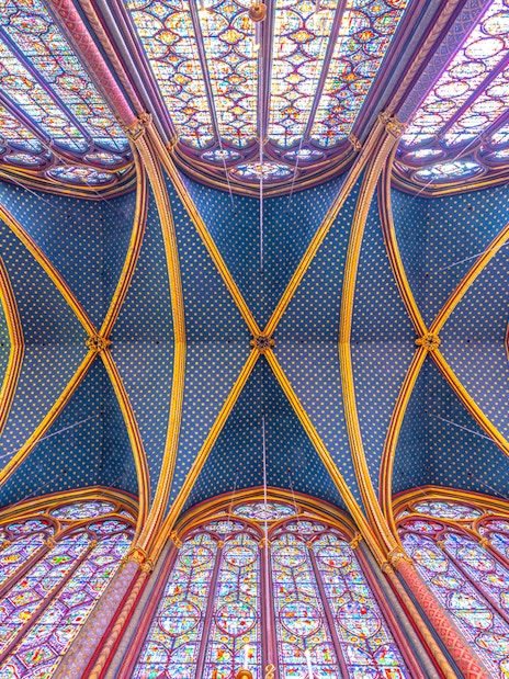 Sainte Chapelle stained glass ceiling, Paris.