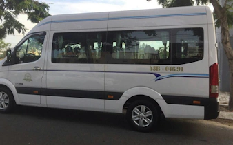 Minibus for Hue to Da Nang route in Vietnam.