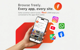 Unlimited data eSIM for Indonesia, showing connectivity to apps like Instagram and YouTube in Jakarta.