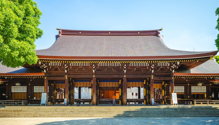 Main Hall of Meiji Shrine in Shibuya district of Tokyo city, Japan