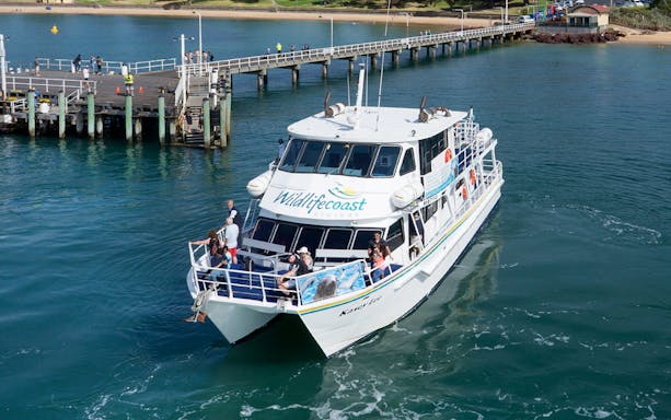 Cruise boat departing pier for seal watching at Phillip Island.