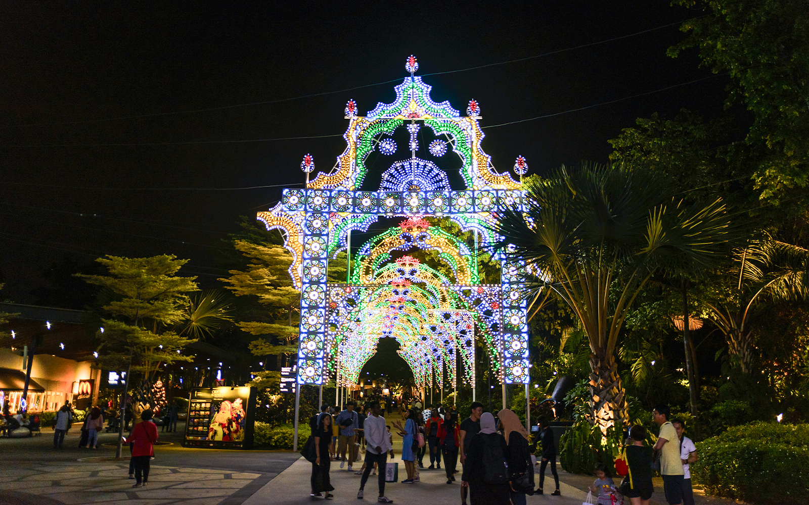 Lighting display at Christmas Wonderland Festival, Gardens by the Bay, Singapore.