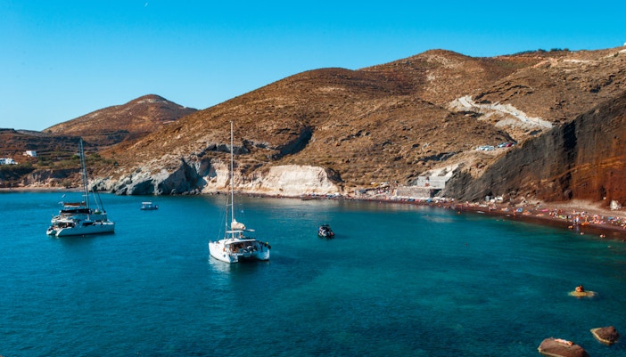 Santorini Catamaran Cruise - Red Beach