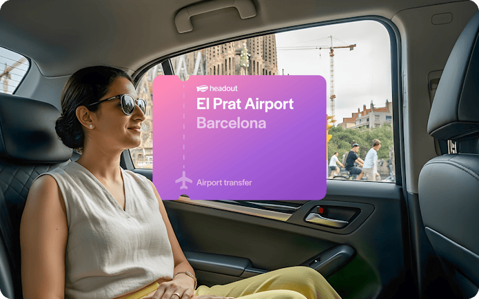 Private car transfer from Barcelona El Prat Airport with view of Sagrada Familia.