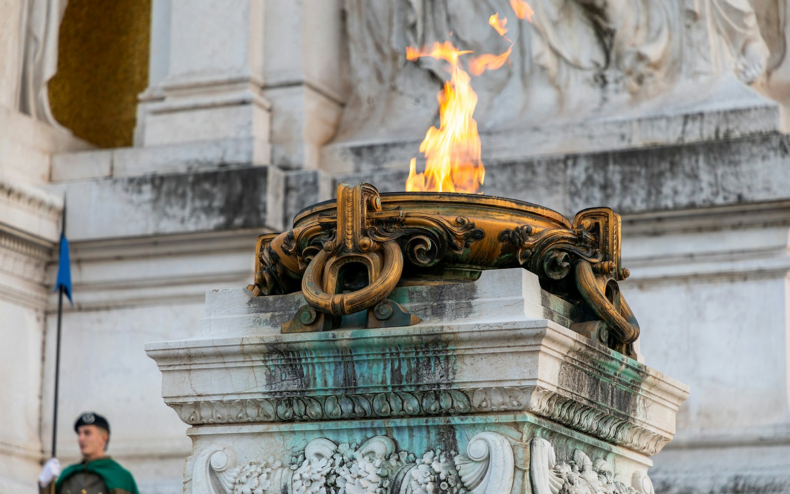 Rome - Eternal flame war memorial unknown soldier