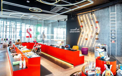 Qatar Olympic And Sports Museum gift shop with sports memorabilia and merchandise in Doha.