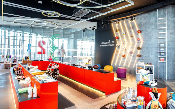 Qatar Olympic And Sports Museum gift shop with sports memorabilia and merchandise in Doha.