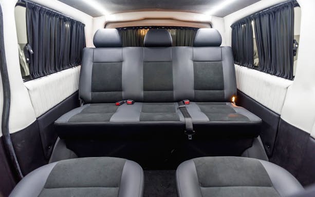 Interior of a private transfer vehicle from New Istanbul Airport with spacious seating.