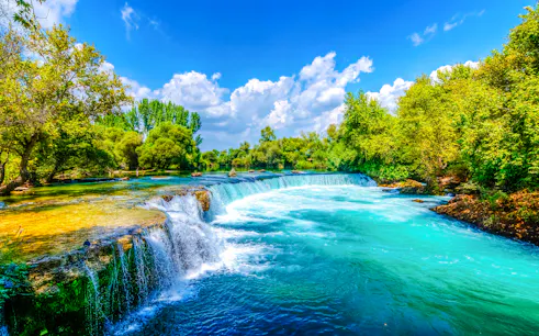 partindo de side: passeio de barco pelo rio manavgat com almoço, visita ao bazar e parada na cachoeira-1