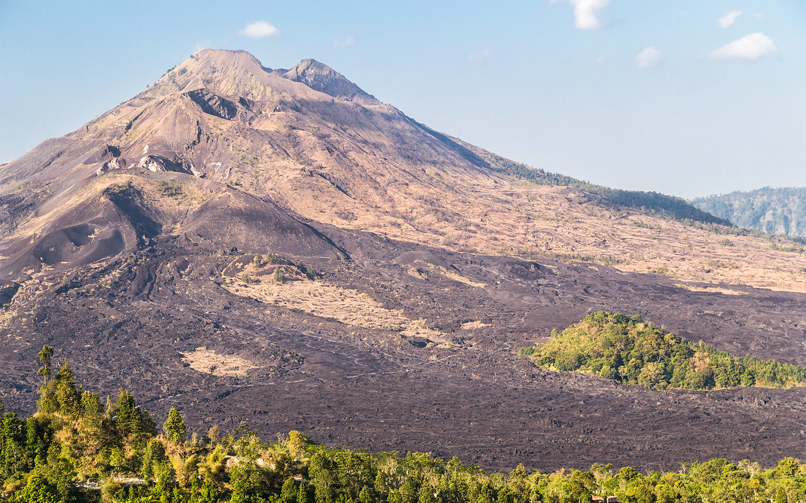 Lava fields and black sand Mt. Batur