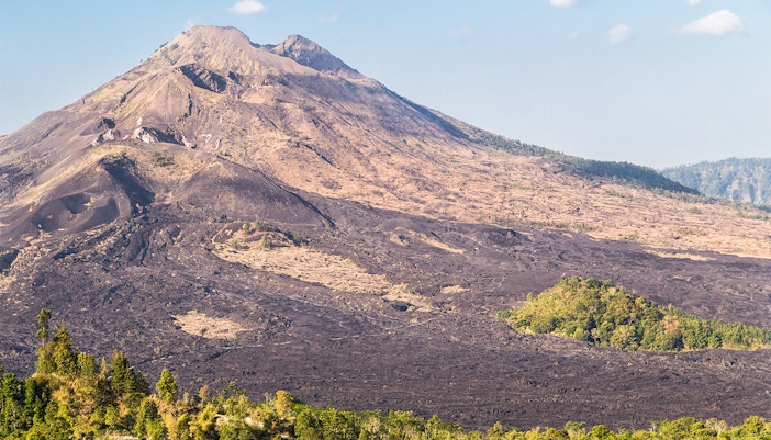 Lava fields and black sand Mt. Batur