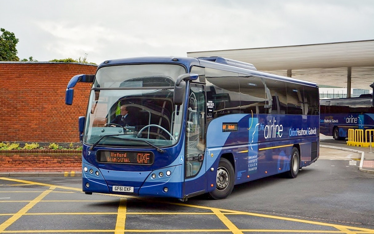 Oxford to Heathrow Airport transfer bus at station.