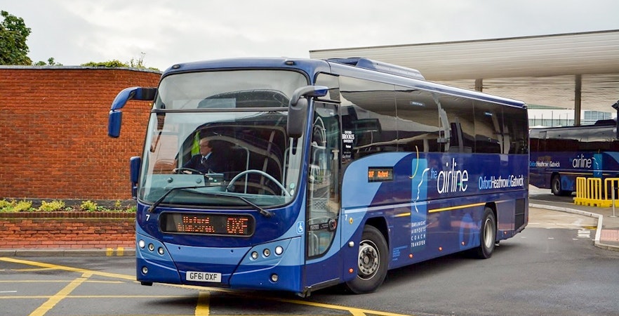 Oxford to Heathrow Airport transfer bus at station.