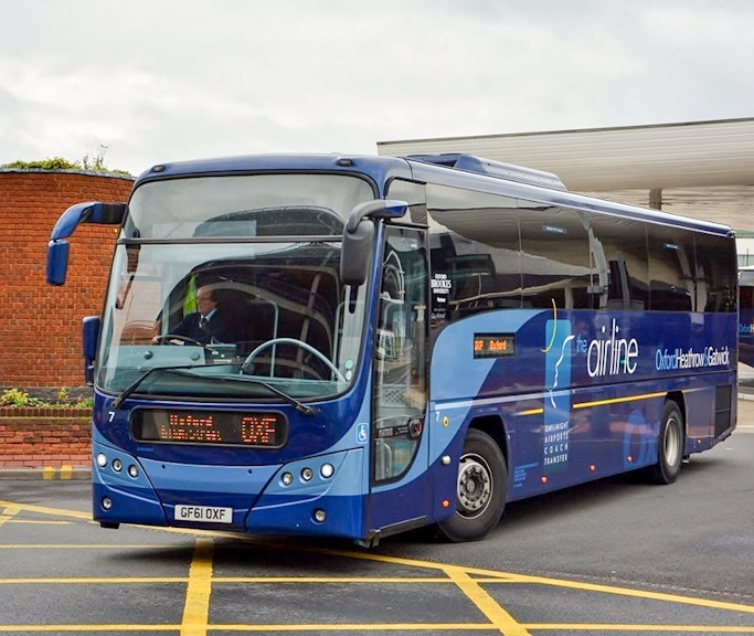 Oxford to Heathrow Airport transfer bus at station.
