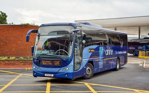 Oxford to Heathrow Airport transfer bus at station.