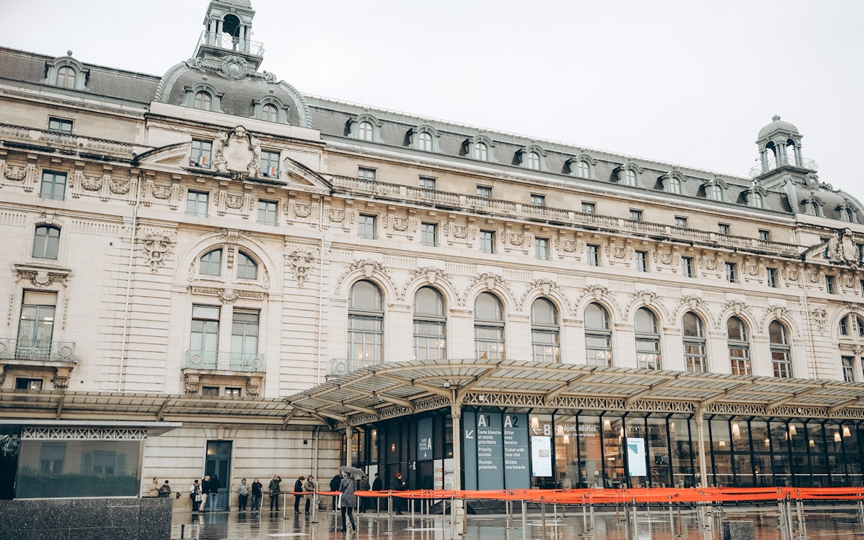 Orsay Museum exterior with ornate architecture and entrance in Paris, France.