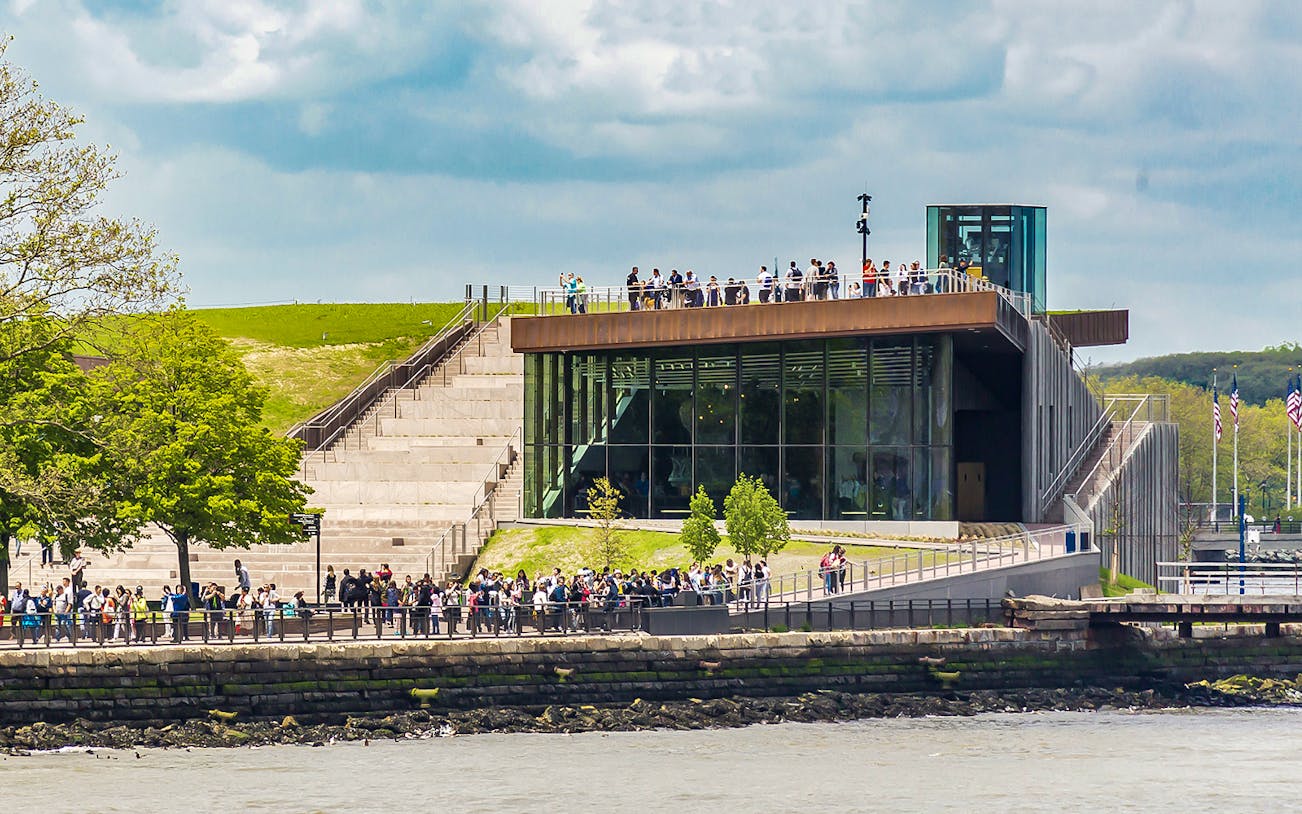 Visitors at the Statue of Liberty Museum on Liberty Island, New York.
