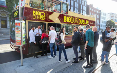 Passengers boarding a Big Bus tour in Dublin.