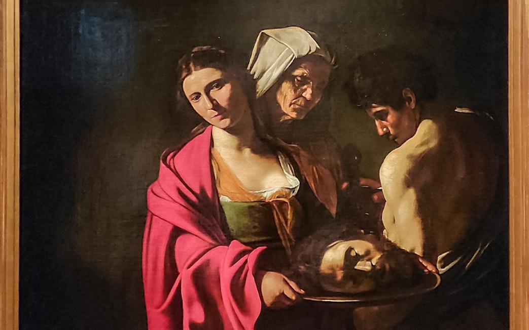 Caravaggio painting of Salome with John the Baptist's head, featured in Gallery of Royal Collections tour.