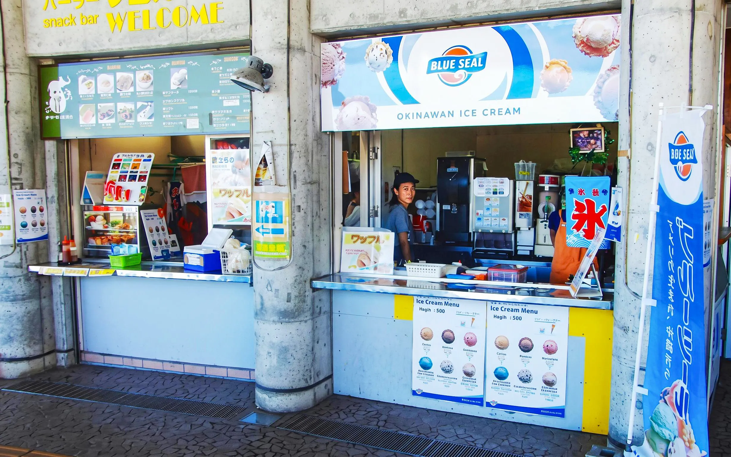 Okinawa Zoo & Museum snack bar with Blue Seal ice cream counter.