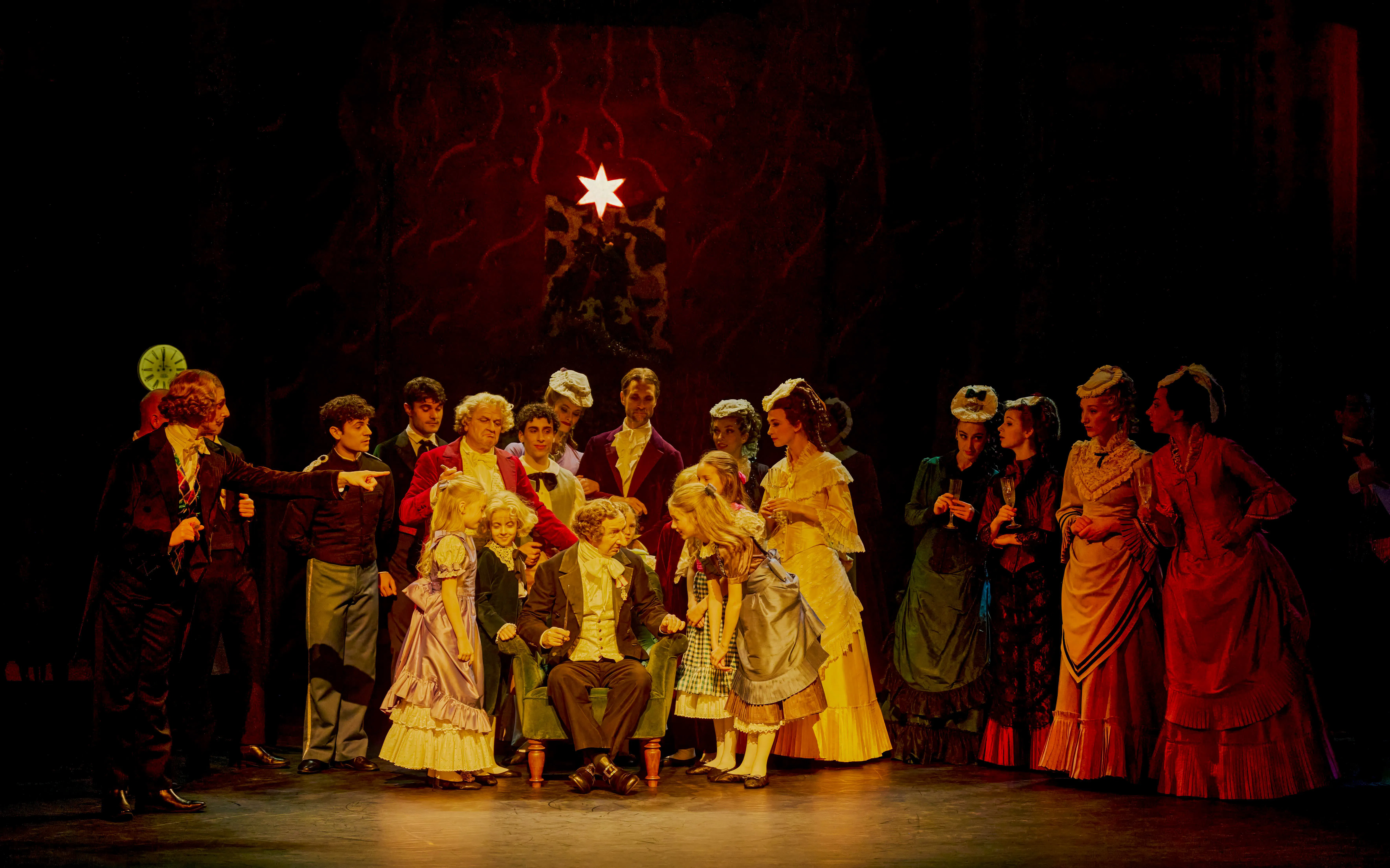 Performers in period costumes during The Nutcracker Christmas show at Tivoli Gardens.
