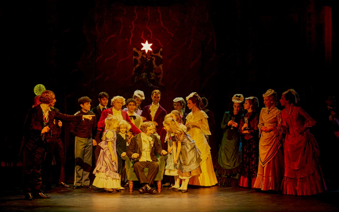 Performers in period costumes during The Nutcracker Christmas show at Tivoli Gardens.