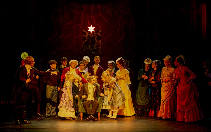 Performers in period costumes during The Nutcracker Christmas show at Tivoli Gardens.