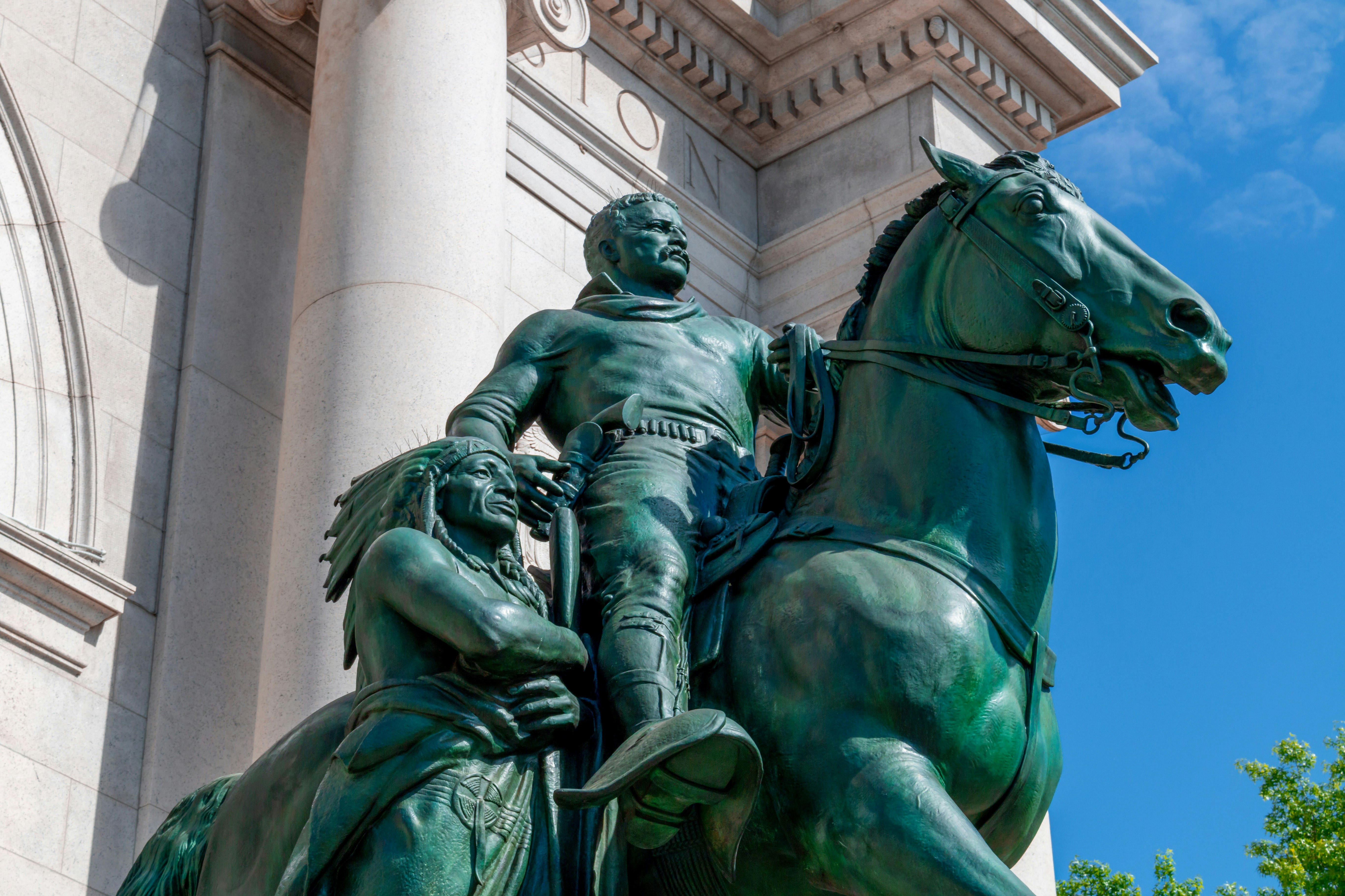 Statue of Theodore Roosevelt on horseback at American Museum of Natural History, New York City.