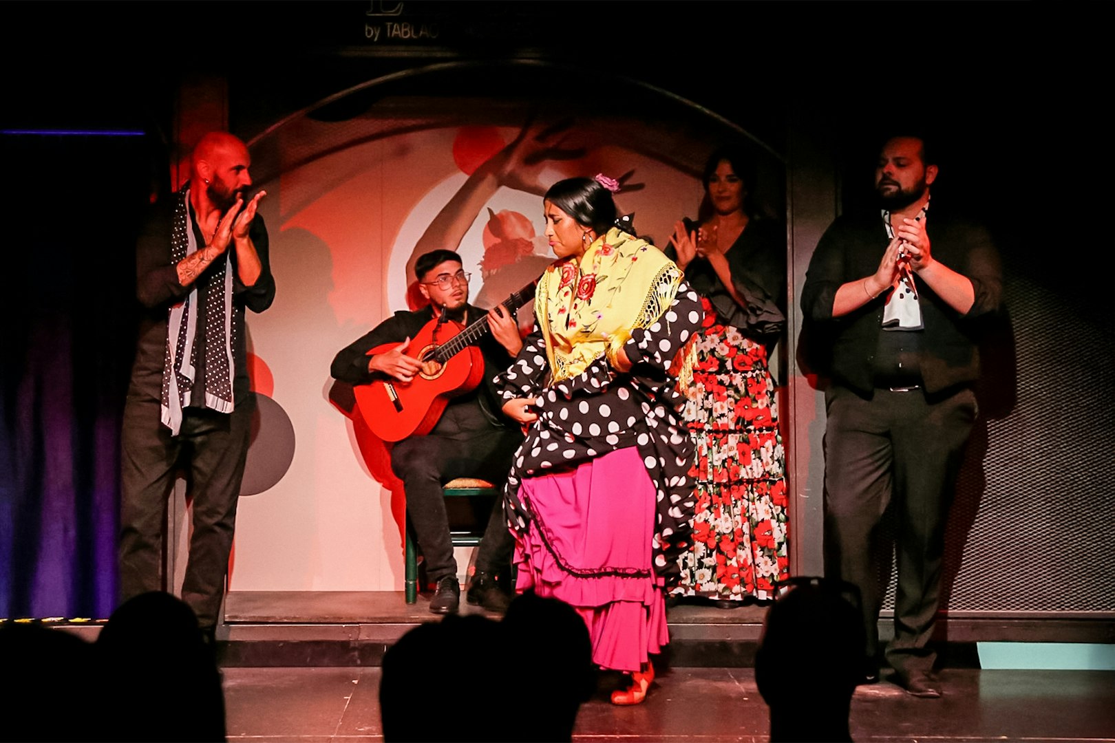 Flamenco performers on stage at El Duende by Tablao Cordobes, Barcelona.