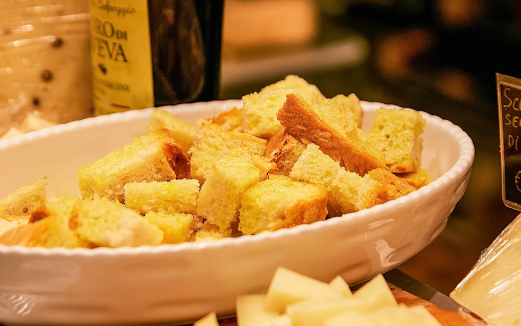 Bread samples at Florence market food tour.